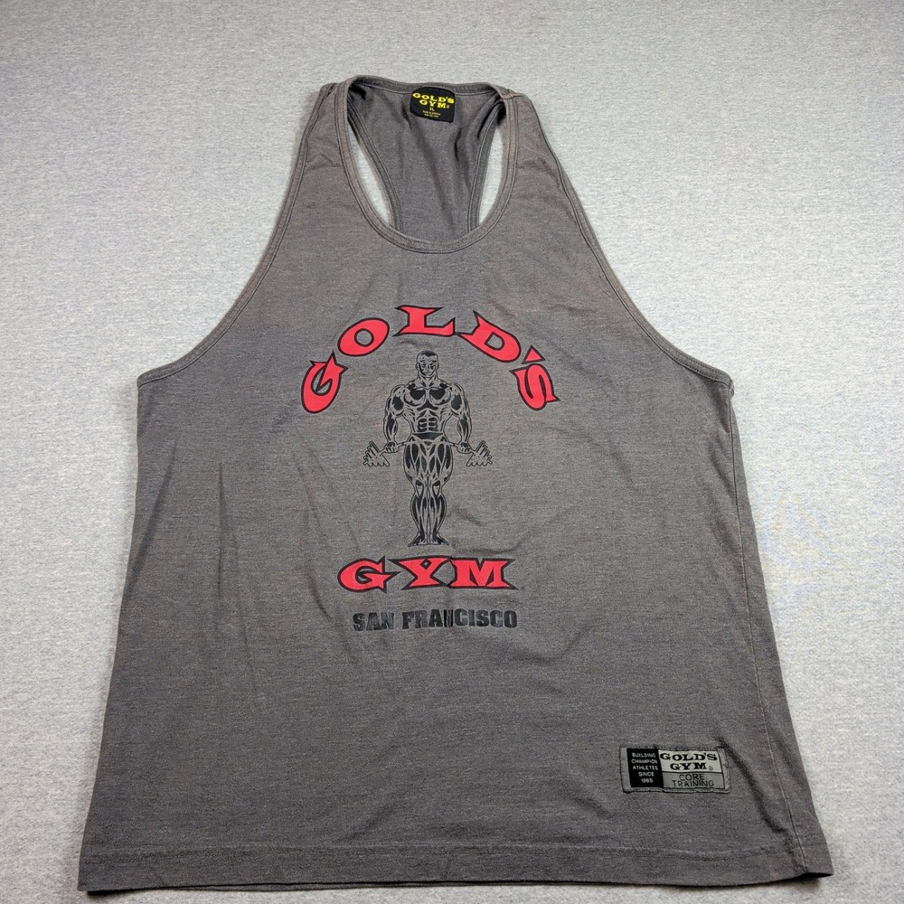 Golds Gym San Francisco Stringer Tank Top Gray XL Core Training Racerback